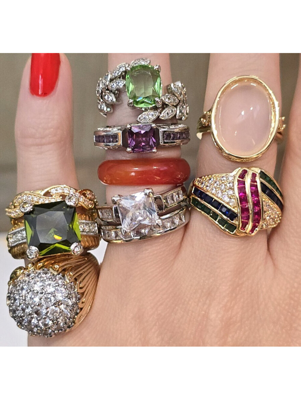 Vintage, Antique And Costume Jewelry Lot Ruby Amethyst Peridot CZ